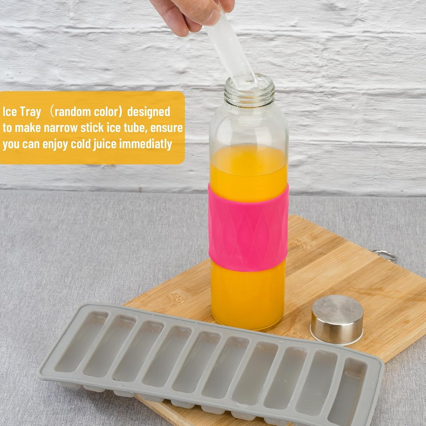 Zukro Glass Water Bottles with Lids 18 oz, Reusable Clear Juice Bottles Stainless Steel Airtight Cap for Juicing, 100% Leak Proof Juice Drinking Jar With Sleeve for Refrigerator, BPA Free, Set of 12