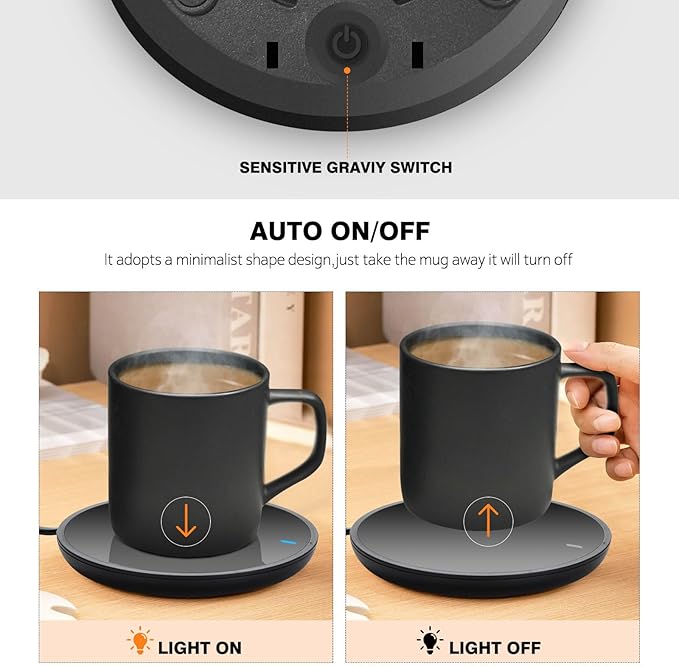 Jisile Candle Warmer, Coffee Mug Warmer, Coffee Cup Warmer with Pressure-Induced Auto ON/Off, Beverage Warmer Plate for Milk Tea, Coffee Accessories for Home Office Desk