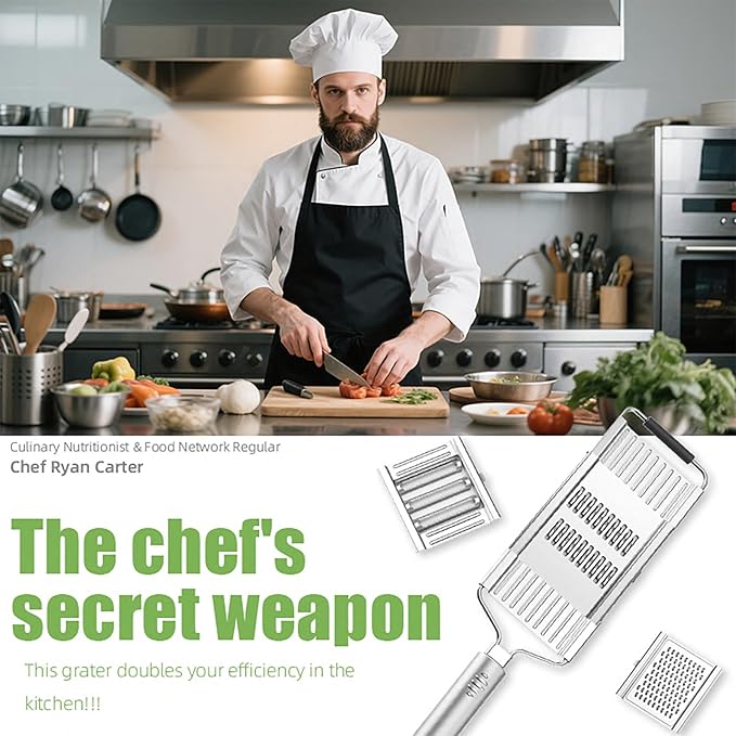Grater Multifunctional 4 in 1 Handheld Cheese Grater, Professional Stainless Steel Cheese Graters for Kitchen, Durable, Dishwasher Safe, Easy To Use and Clean Essential Kitchen Gadgets