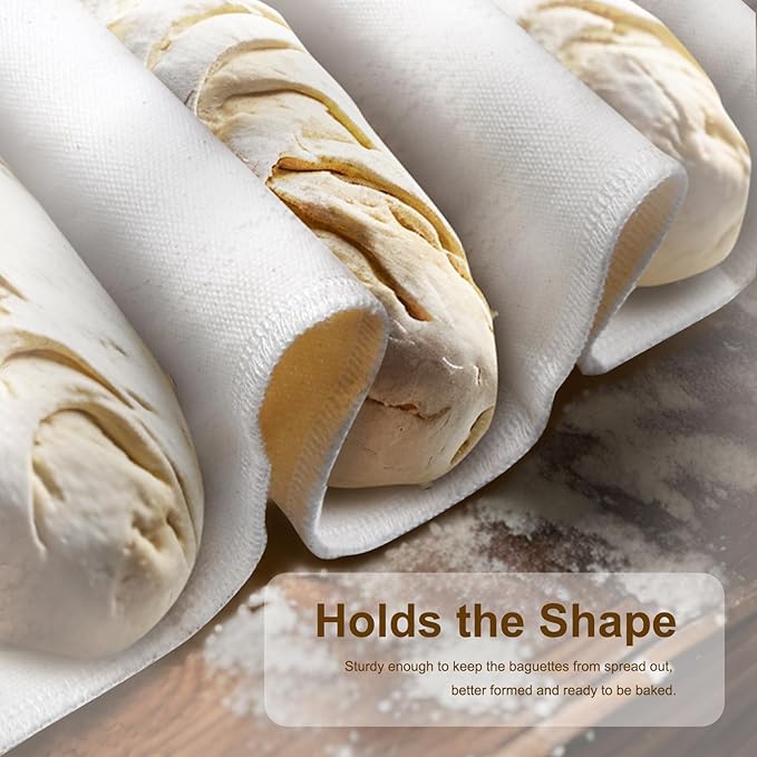 Prutomr Dough Proofing Cloth 35"x26" Large, Professional Heavy Duty Bakers Couche for Bagutter Loaves, 100% Natural Unbleached Cotton Fabric Towel for French Baguettes, Shaping Tool for Bread Baking