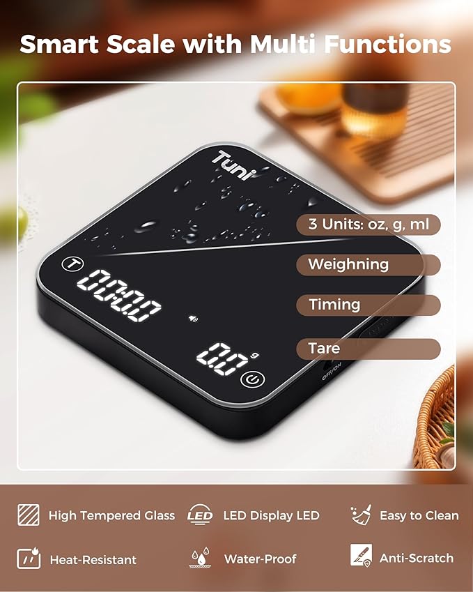 Tuni G1 Noir Conical Burr Coffee Grinder And Black Mini Coffee Scale