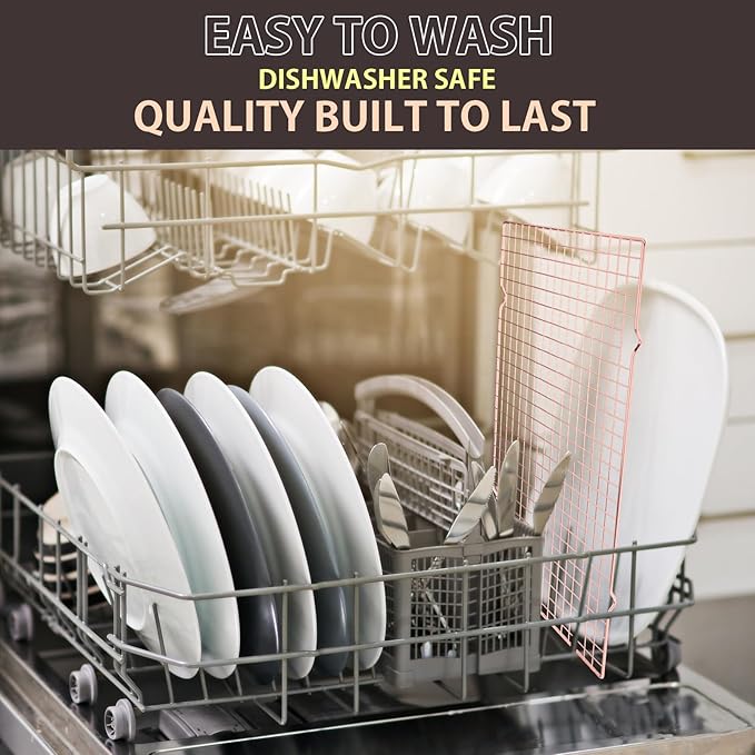BRIOUT Cooling Rack for Baking, 16x10 Inches Baking Rack, Thick Wire Cookie Rack for Cooking, Roasting, Grilling, Drying, Oven Safe, Fits Half Sheet Pan, Rose Gold