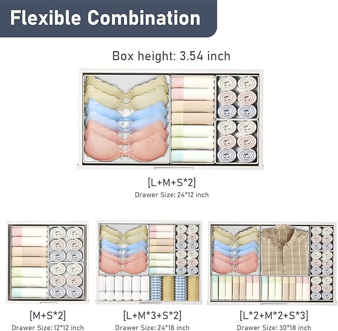 DIMJ Drawer Organizer Clothes 26 Pack - Foldable Baby Organizers and Storage Dresser Organizer for Bedroom, Closet Nursery Organization Dresser Dividers for underwear, Sock, Bra, Belt, Tie