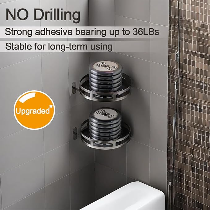PZU Shower Caddy Corner Organizer, Lazy Susan Shower Organizer 360° Rotate Turntable Shelves, for Bathroom Kitchen Storage, No Drilling Rustproof Stainless Steel for Inside Shower Rack