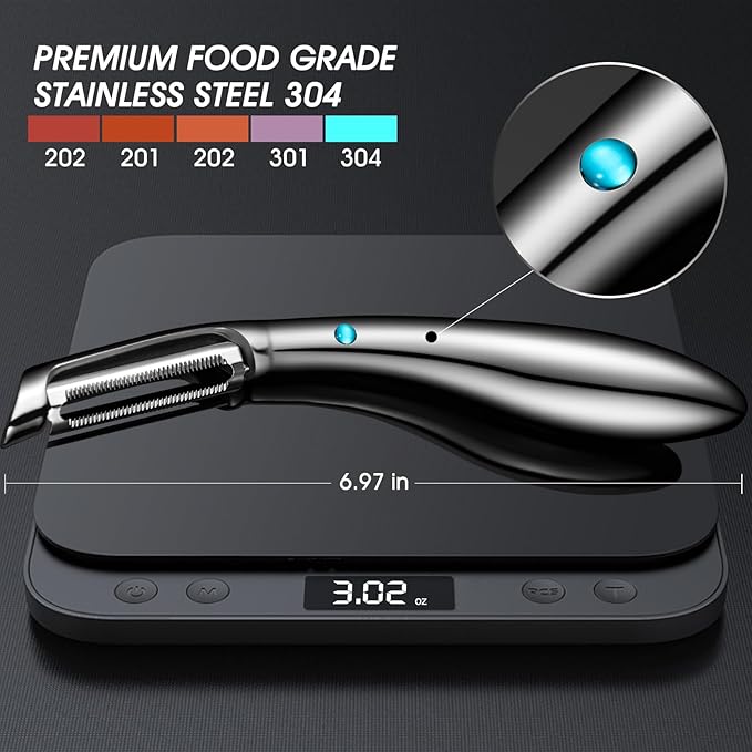 Vegetable Peeler for Kitchen Ultra Sharp Potato Peeler, 10-Year No-Rust Fruit & Veggie Peeler, Potato Peeler Hand, Premium Stainless Steel I-Peeler for Apple Carrot Cucumber