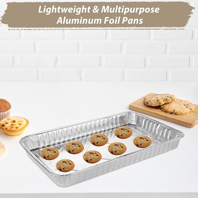 CYEAH 50 Pcs Cookie Sheets for Baking, 12.6 x 8 in Aluminum Foil Pans Durable Nonstick Aluminum Foil Trays, Disposable Aluminumm Foil Grill Topper Pan for BBQ, Outdoor Cooking and Camping
