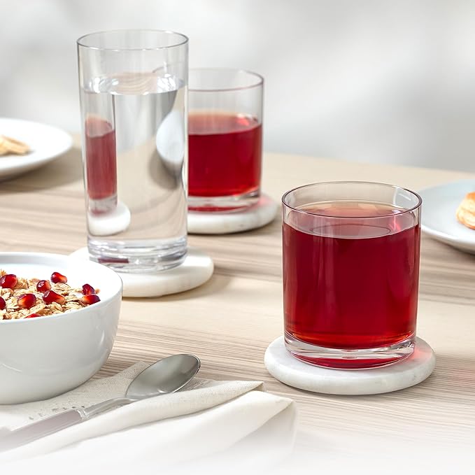 Zulay Kitchen Plastic Drinking Glasses (Set of 16) – Mixed 16oz & 12oz Acrylic Shatterproof Cups for Home, Kitchen & Outdoors – Crystal Clear Glass Look – BPA & Lead-Free – Top-Rack Dishwasher Safe