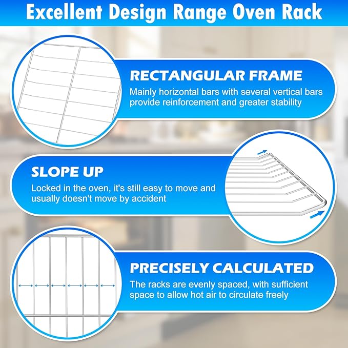 2x Upgraded 25"x15" WPW10550642 Oven Racks Replacement Compatible with Whirlpool Range Oven Shelf Stove Rack W10550642 EAP11756198 EAP11756198 304 Stainless Steel Oven Rack wfg320m0bs3 w/Oven Liner