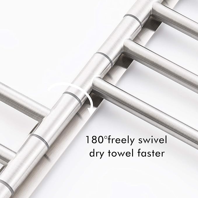 KES Swing Out Towel Bar, 6-Bar Folding Arm Swivel Hanger Bathroom Storage Organizer Wall Mount Rustproof 13 Inch SUS 304 Stainless Steel Brushed Finish, A2102S6-2