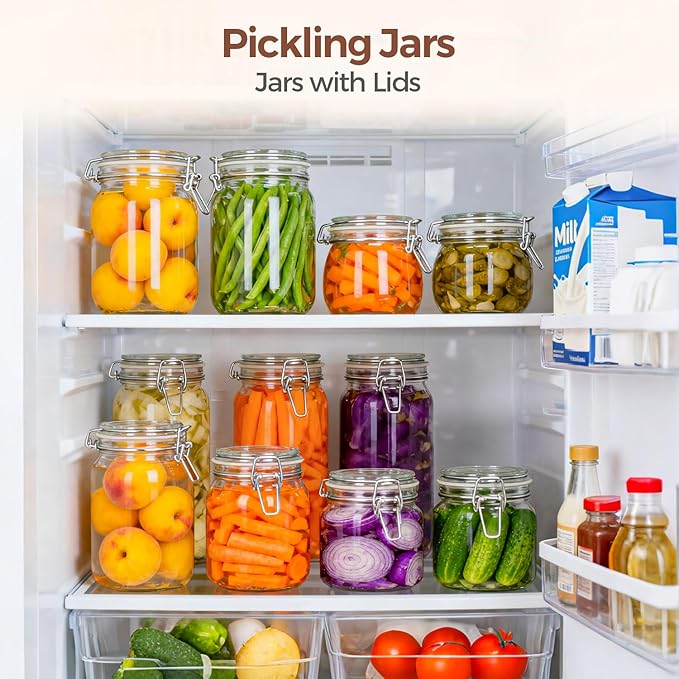 ComSaf 6-Pack 27oz Square Glass Pantry Canisters, Aesthetic Food Storage Jars for a Full Makeover, Modular Containers for Coffee, Sugar, Cookies, Snacks & Spices