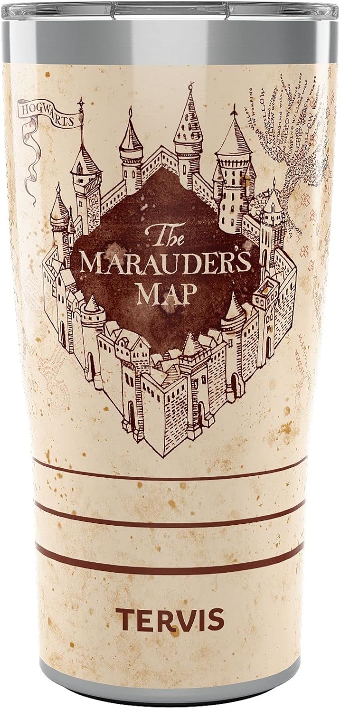 Tervis Traveler Harry Potter The Marauder's Map Triple Insulated Insulated Tumbler Travel Cup Keeps Drinks Cold & Hot, 20oz, Stainless Steel