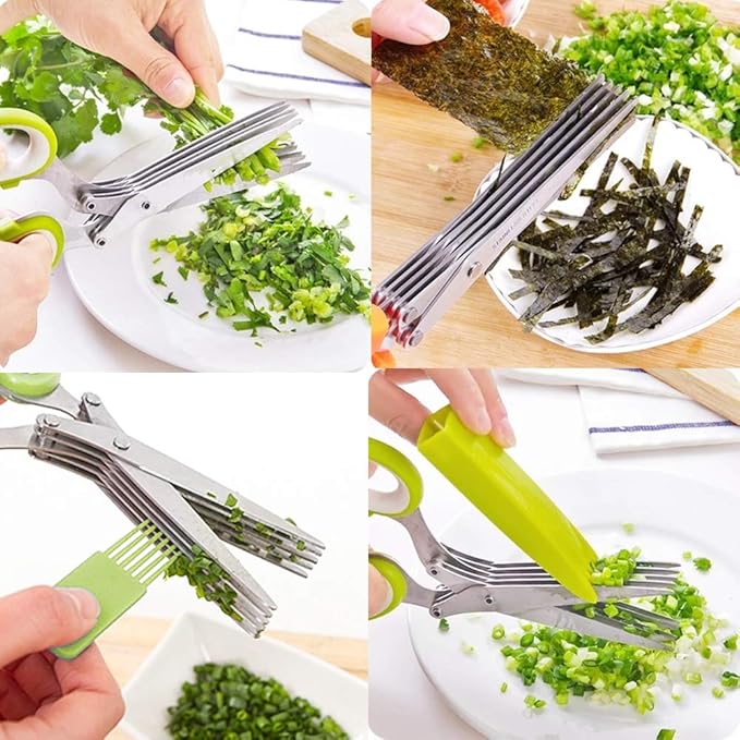 3 Pack Herb Stripper Tools Kit With 5-Blade Stainless Steel Scissors, Heavy Duty Meat Shears, Kitchen Stripping Tool, Safe Covers, Cleaning Comb, Multipurpose Chopping Mincer