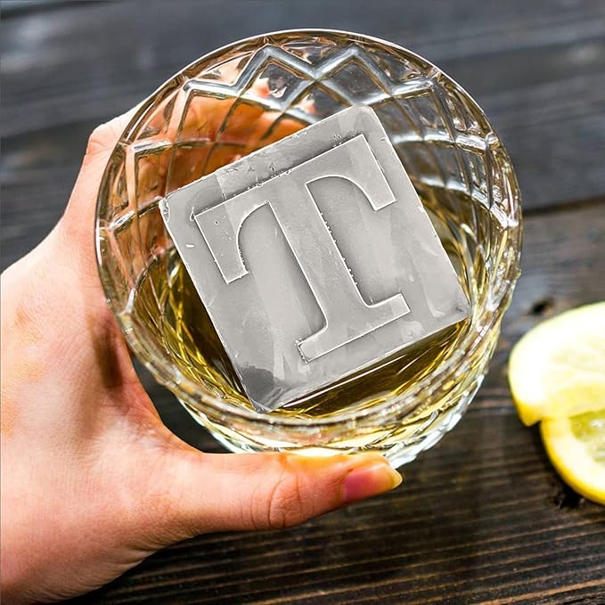 Letter T Monogram Ice Cube Mold Custom Ice Cube Mold 2 Inch Big Initials Silicone Ice Cube Tray Gifts for DAD Gifts for Him