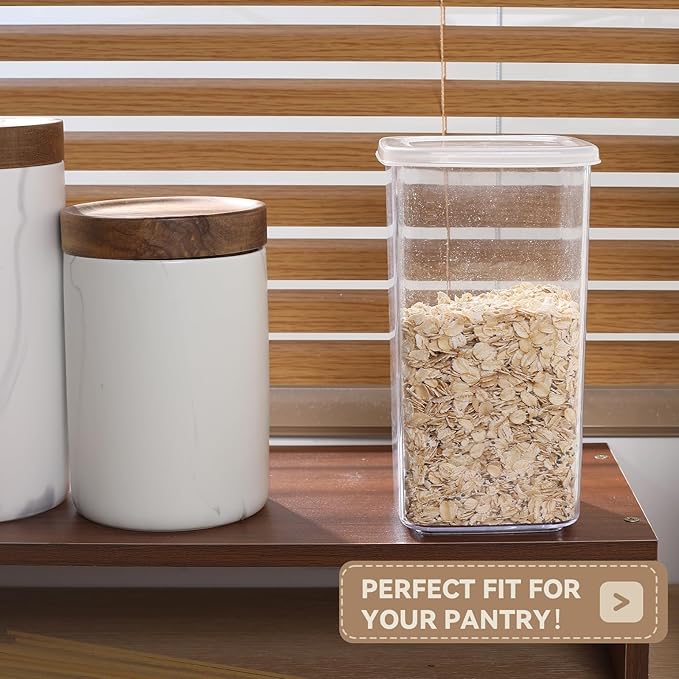 novelinks Clear Plastic Jars with Lids, Reusable Empty Square Storage Containers for Household and Kitchen Organizing (12 Pack Large)