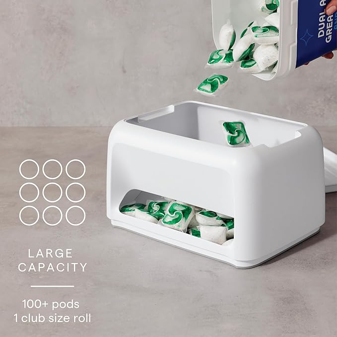 YouCopia SinkSuite Bag & Pod Dispenser, Standing Garbage Bag and Dishwasher Pod Organizer with Removable Lids for Storage, Speckled White