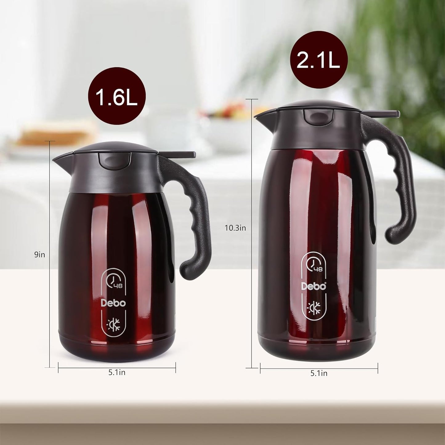 Thermal Coffee Carafe-56oz vacuum Coffee Carafe For Keeping Hot Liquids,Coffee Carafe,Thermal Stainless Steel, Coffee Carafes Press On Lid, Coffee Dispenser Bpa Free .(1.6l) Red