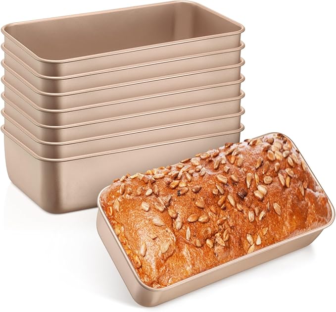 Leonyo 8 Pack Nonstick Loaf Pans for Baking Bread, 9x5IN Stainless Steel Loaf Pans for Homemade Bread Baking, Meatloaf, Bananas, Brownies, Lasagnas, Oven Safe, Rose Gold