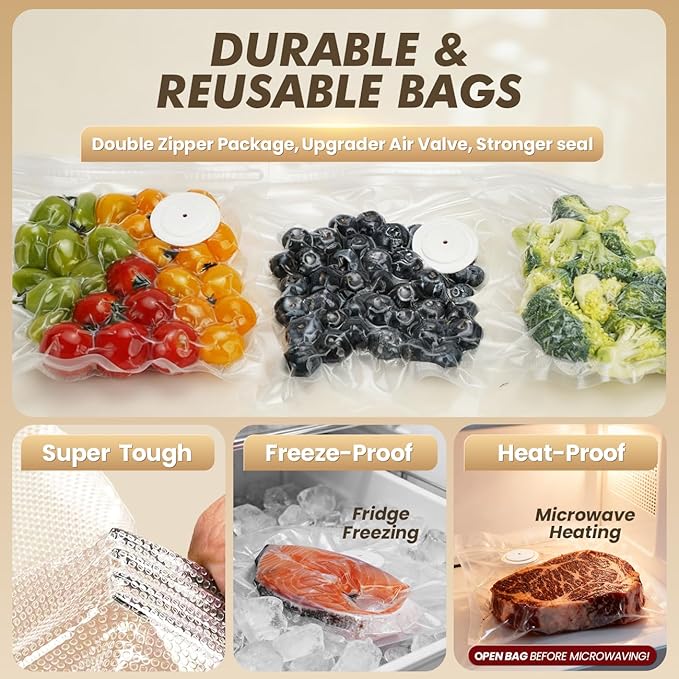 Compact Vacuum Sealer for Food: Powerful Compact Vacuum Sealer Machine with 30 PCS Vacuum Seal Bags, Cordless Food Storage Sealing Machine Portable for Chef, Home, Travel, Camping, Sous Vide