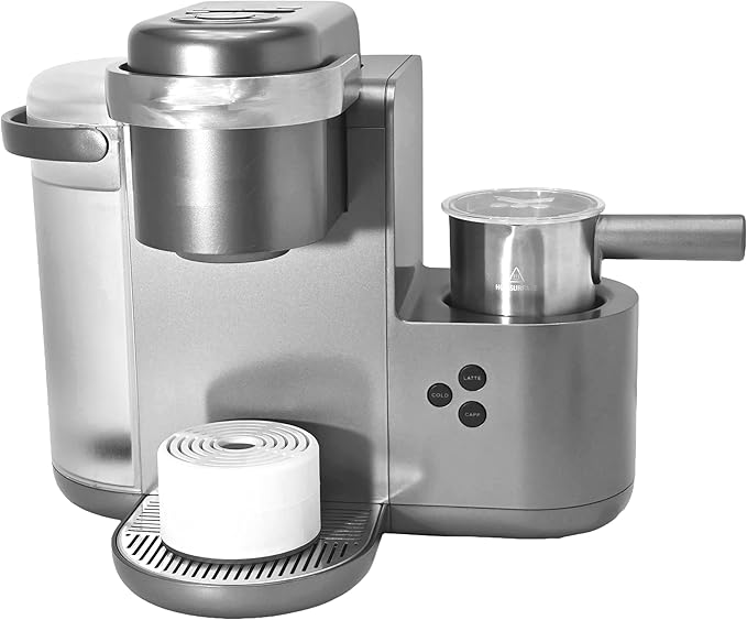 Elevate Anti-Splash Cup Riser Accessory for most Keurig K-cup, Cuisinart Single Serve, and other Coffee Makers, Adjustable for Cup Size and Drip Tray Type (White with Black Base)