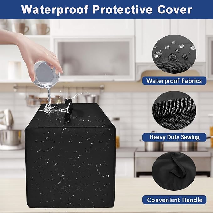 Cover for BLACK+DECKER and KitchenAid 7-8 Cup Food Processor, Heavy Duty Waterproof Dustproof Food Processor Protective Case Cover, Accessories for BLACK+DECKER Food Processors (Black)