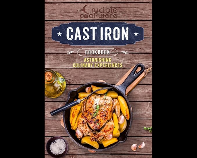 Crucible Cookware Cast Iron Skillets, Set Of 4 (Pre-seasoned) 10 Inch - 5.1 Inch, Including Large & Small Silicone Hot Handle Holders | Indoor & Outdoor Use