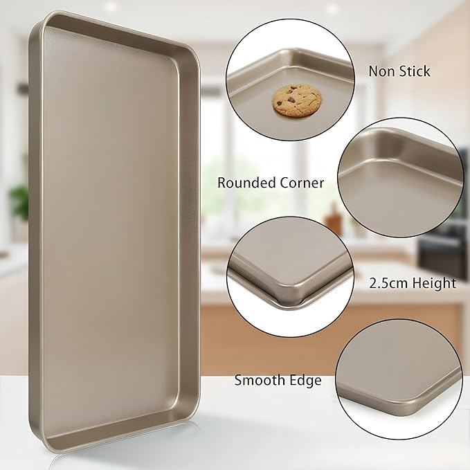 Nicunom Set of 2 Sheet Cake Pan, 11.8" x 17.5" Cookie Sheet, Nonstick Baking Sheet Pans Bakeware Toaster Oven Baking Trays Set, Perfect Cookie Sheet for Baking and Roasting, Commercial Or Home Use