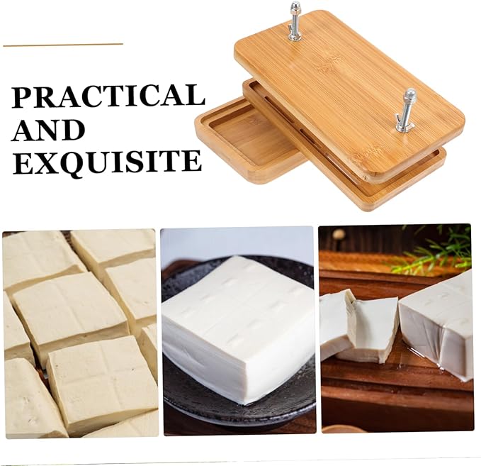 Hemobllo Bamboo Tofu Press 3-Layer Drip Tray Mold Adjustable Pressure Tofu Maker for Homemade Soybean Curd Efficient Kitchen Tool