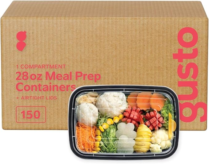 Comfy Package [Case of 150 28 oz. 1 Compartment Meal Prep Containers Reusable - Microwaveable, Dishwasher and Freezer Safe, BPA-Free, Portion Control and Convenience Food Storage with Lids, Stackable