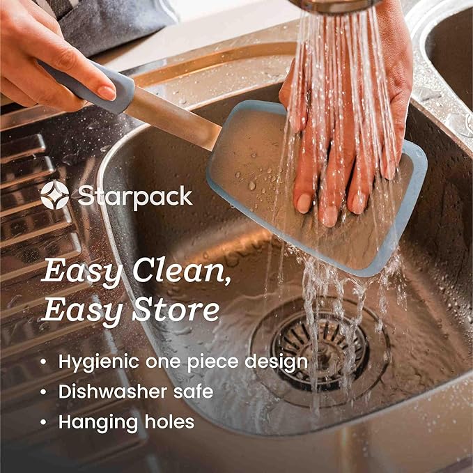 Starpack 'Flex & Flip' Flexible Silicone Turner Spatula Set (3 Pcs) - High Heat Resistant Spatulas for Cooking Egg 600°F - Silicone Pancake Turner Spatula, LFGB Grade Non Stick Rubber Kitchen Utensils
