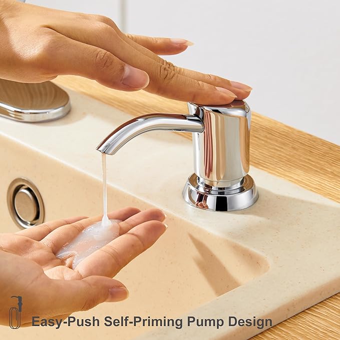 GAGALIFE Built in Counter Soap Dispenser for Kitchen Sink and Extension Tube Kit, Anti-Leakage Upgrade with 40" Tube No More Top Refill (Chrome)