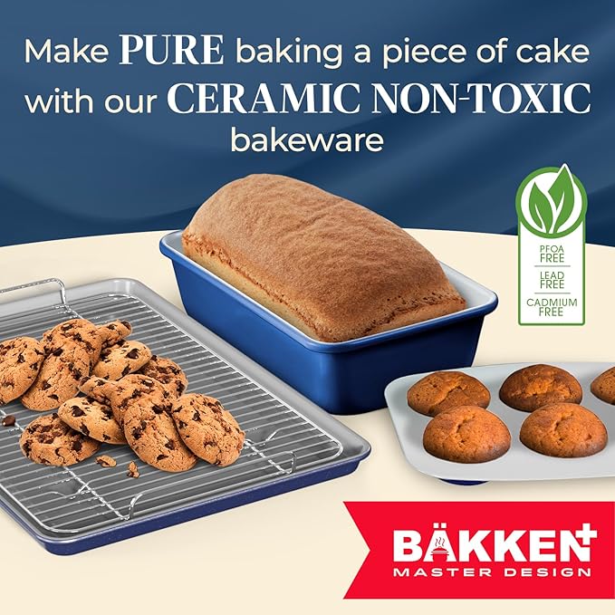 Bake with Elegance: 6-Cup Cake/Muffin Pan Set - Blue, Teal, Marble, Golden, Cream - Aluminized Steel with Ceramic Non-Stick Coating, PFOA & PFAS Free - Non-Toxic, Heavy-Duty Bakeware