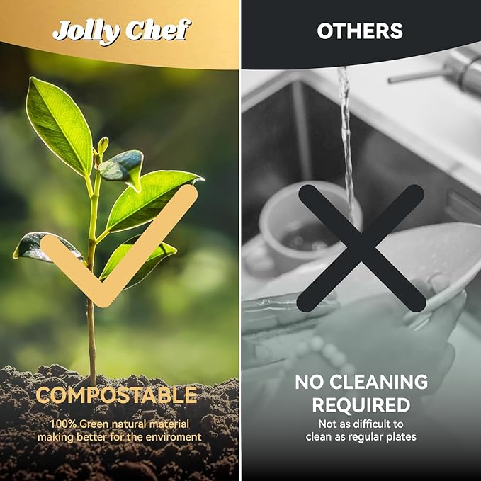 JOLLY CHEF Compostable 𝟱 Compartment Paper Plates 10*8.25*1 𝗶𝗻𝗰𝗵 [𝟱𝟬𝟬 𝗣𝗮𝗰𝗸] Small Heavy Duty Divided Disposable White Eco-Friendly Biodegradable Food Tray for School Lunch Thanksgiving Day
