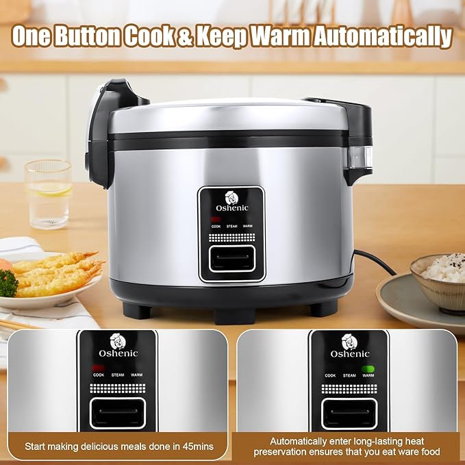 Commercial Rice Cooker & Warmer 84 Cups (Cooked),15.85 Qt / 15 Liter Large Capacity Rice Cooker,Auto Keep Warm,Non-Stick Inner Pot,1350W Fast Cooking Electric Rice Cooker For Restaurant,Hotel