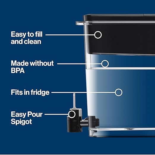 Brita 27 Cup Elite Filter Dispenser, Reduces 30+ Contaminants including Lead and Microplastics, Filter lasts 6 months, UltraMax, Black