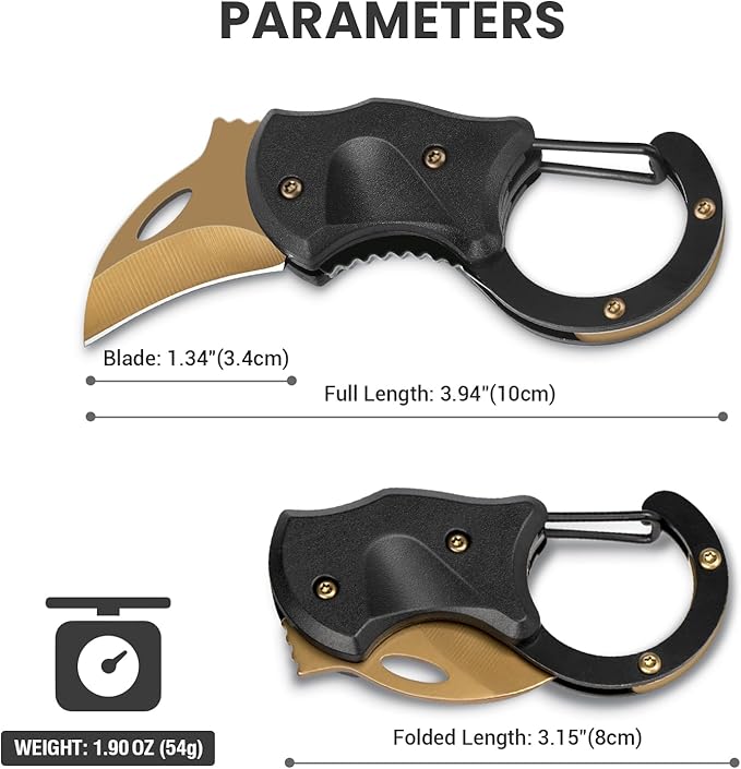 Small Pocket Knife for Men, Cool Folding Knife Box Cutter with 1.34inch Sharp Blade, EDC Knives Tool for Everyday Carry, Great Gift for Men (Gold)