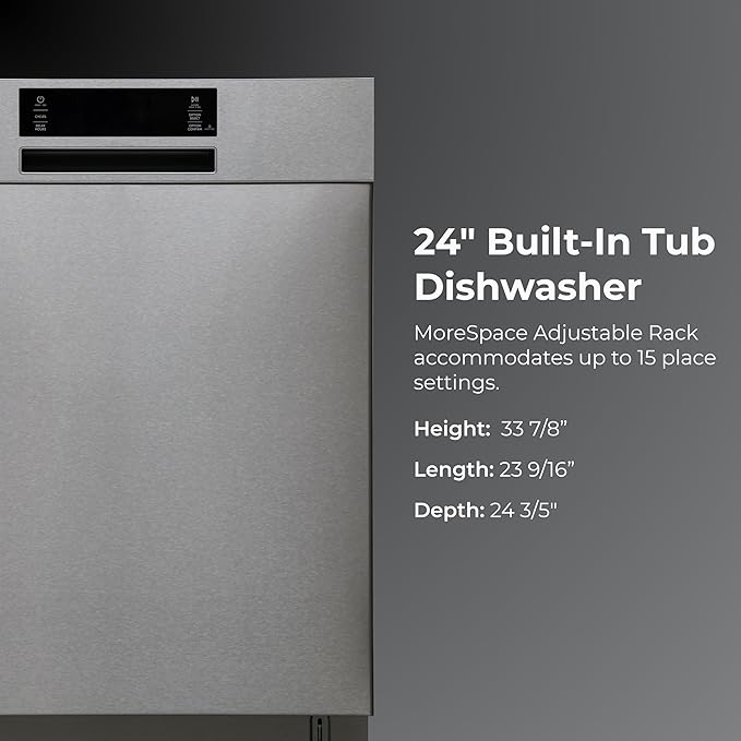 Kenmore 22-14605 24" Built-In Dishwasher - UltraWash Plus, TurboDry, SmartWash & EasyFlex Third Rack - 15 Place Settings - 45 DBA - ENERGY STAR Certified - 24" - Fingerprint Resistant Stainless Steel
