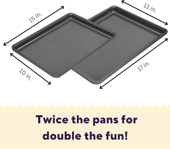 Wilton Silver 2- Piece Non-Stick Baking Sheet Set, Cold-Rolled Steel Bakeware for Baking and Roasting, Made without PFAS