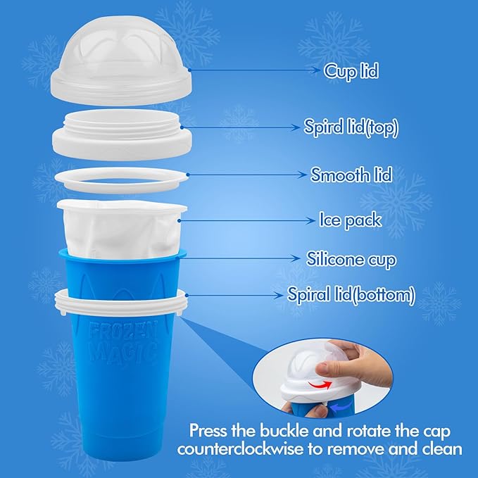 Slushy Maker Cup,DIY Magic Slushie Makers Squeeze Cups, Portable Smoothie Squeeze Cups for Juices, Milk and Ice Cream Make,Double Layer Squeezes Slushie Maker Cup, Birthday Gifts for Mom Dad & Friends