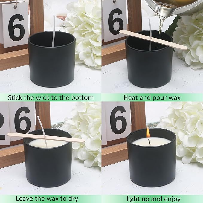 MILIVIXAY 20 Pack 4 OZ Matte Black Glass Candle Jars with Lids and Candle Making Kits - Bulk Small Empty Candle Jars for Making Candles - Spice, Powder Containers.