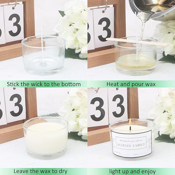 MILIVIXAY 20 Pack 4 OZ Clear Glass Candle Jars with Lids and Candle Making Kits - Bulk Wide Mouth Small Empty Candle Jars for Making Candles - Spice, Powder Containers.