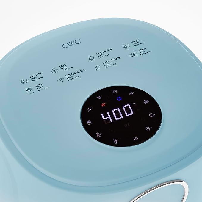 COOK WITH COLOR Colorful 1200W 4Qt Air Fryer: Glass Basket, Dishwasher Safe, 60min Timer, 6 Presets, Temp Control 175F-400F, 4 QT, Slate Blue