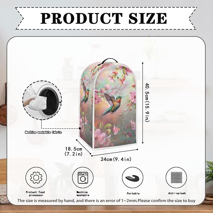 Hummingbird Blender Cover Washable Kitchen Toaster Cover Floral Pattern Bread Maker Coffee Maker Dustproof Protectiron Set