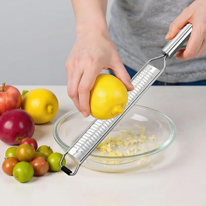 2 Packs Stainless Steel Lemon Zester, Cheese Grater with Handle,Protective Covers & Cleaning Brushes, Zester Tool for Cheese, Lemon, Garlic, Nutmeg, Chocolate, Fruits, Vegetables, Ginger Grater