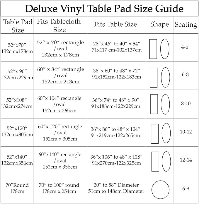 Home Bargains Plus Quilted Heavy Duty Table Pad Protector with Flannel Backing, Cut to Fit, Heat Resistant, Wipe Clean, Protects Table from Spills and Scratches, White, 52” x 90” Rectangle