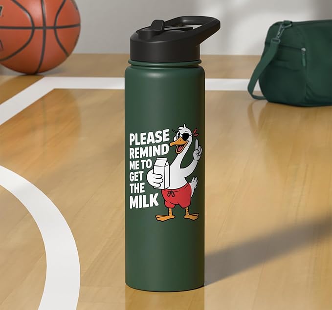 Please Remind Me To Get The Milk Funny Goose Stainless Steel Insulated Water Bottle