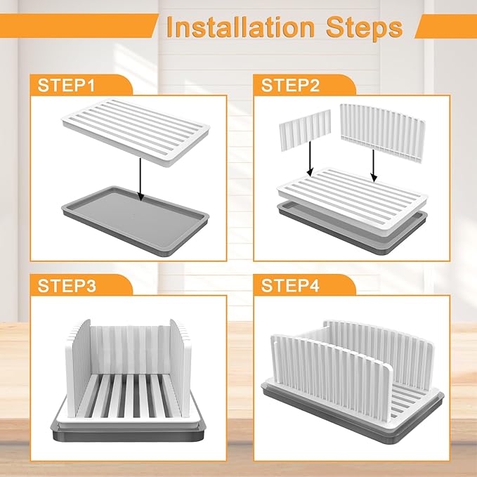 Kiss Core New Upgrade Bread Slicer for Homemade Bread, Bread Slicing Guide Adjustable Width, Foldable and Compact Cutting Guide with Crumb Tray, Suitability for Homemade Bread, Bagels, Cakes