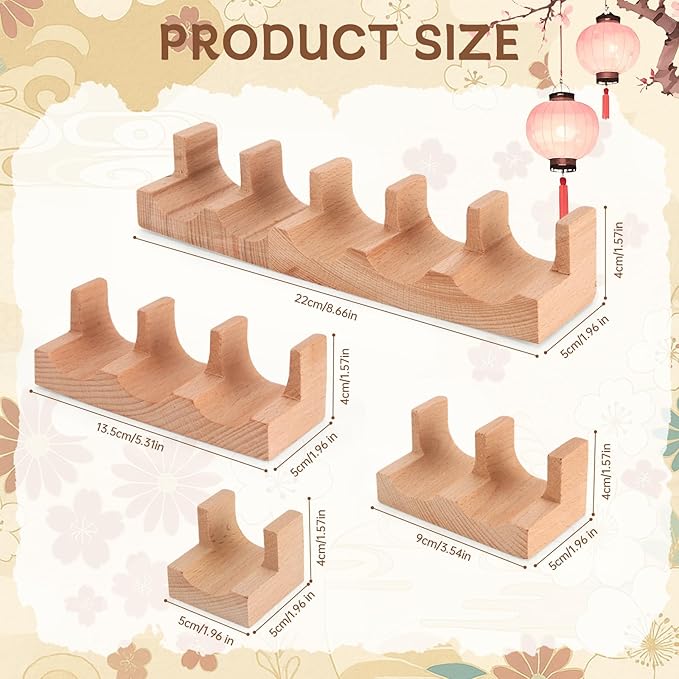 Wooden Taco Holder Stand for Sushi Hand Roll, Temaki & Sushi Roll – 1/2/3/5 Slot Sushi Display Tray, Natural Wood Serving Platter (2 pcs per Pack) (1 Slot (2 pcs))