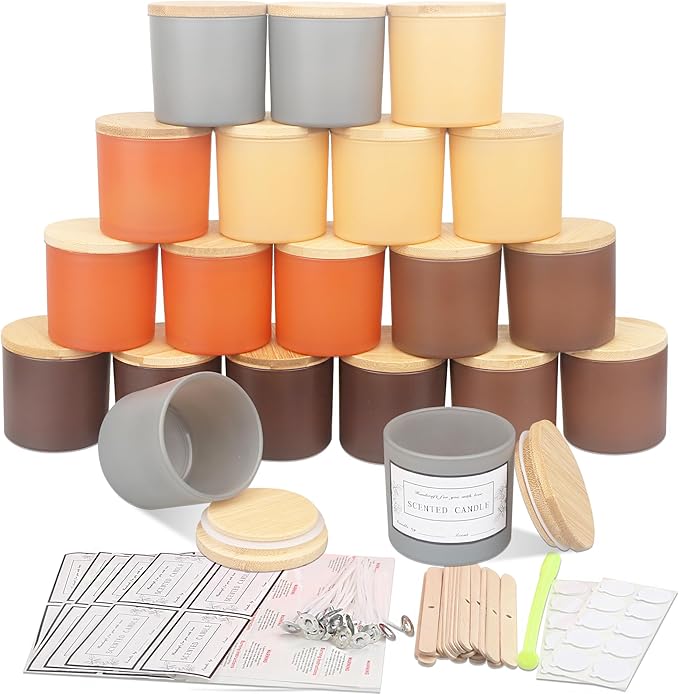 MILIVIXAY 20 Pack 4 OZ Fall Candle Jars with Lids and Candle Making Kits - Bulk Small Empty Candle Jars for Making Candles - Spice, Powder Containers.