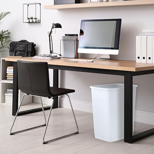 Superio Kitchen Trash Can 9 Gallon Slim Unlidded Waste Bin Only 37 Qt Durable Plastic, Fit Small Spaces, Office, Bathroom, Under Counter (White)