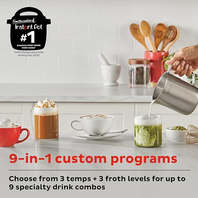 Instant Pot Instant MagicFroth 9-in-1 Electric Milk Steamer and Frother,17oz Stainless Steel Pitcher,Hot and Cold Foam Maker-and Milk Warmer for Lattes,Cappuccinos,Macchiato,(Pack of 2)